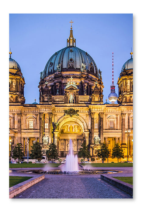  Berlin Cathedral 24 po x 36 po : Cadre d'art mural et panneau de tissu