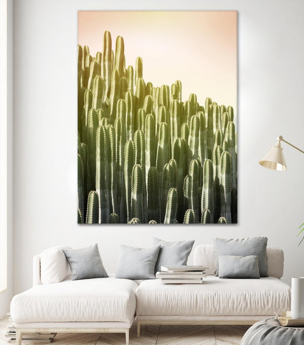 Œuvre d’art murale Giant Art « Pink Sky Cactus » 72 x 54