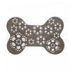 Tapis de plancher pour animaux en forme d’os en coton tressé orné d’empreintes de pattes grises
