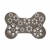 Tapis de plancher pour animaux en forme d’os en coton tressé orné d’empreintes de pattes grises