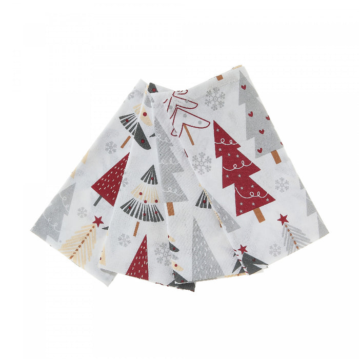 4 serviettes de table en coton ornées d’arbres - ensemble de 2