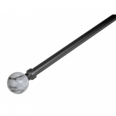 16/19mm Metal Drape Pole Set White Marble - Black|Ensemble de tringles à rideaux de 16 à 19 mm en métal avec fleuron d’apparence marbre blanc - noir