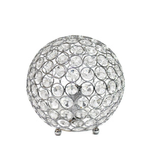 Lampe de table Elegant Designs balle avec paillettes de cristal, chromée