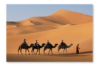 Camel Caravan in Sahara Desert 24 po x 36 po : Oeuvre d’art murale en panneau de tissu sans cadre