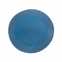 Napperon rond en vinyle avec bordure bleue - ensemble de 12