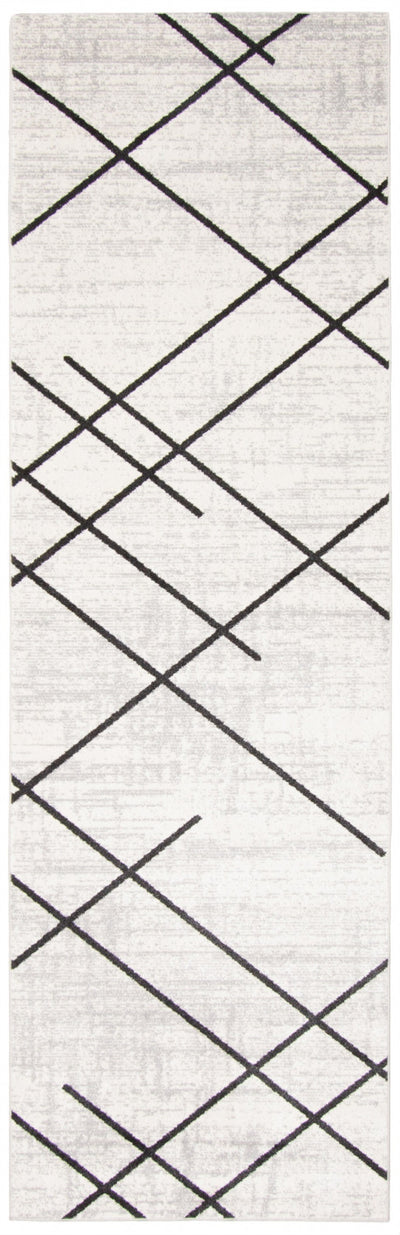 Damali Ivory/Black Machine Washable Area Rug - 2'6" x 8'0"