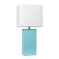 Lampe de table moderne Elegant Designs en cuir, turquoise