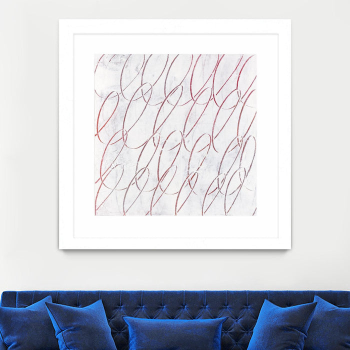 Œuvre d’art murale encadrée blanche et mate « Hula I » 36 x 36