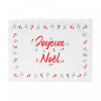 Napperon « Joyeux Noël » avec bordure ornée de houx - ensemble de 12