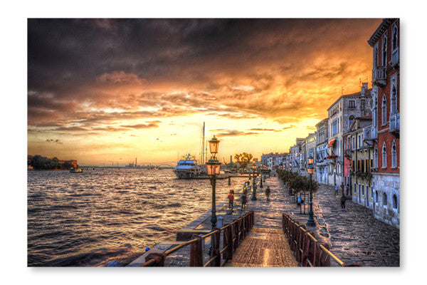 Beautiful Sunset in The Sea Shore of A Mediterranean Sea, Venice 24x36 Wall Art Fabric Panel Without Frame