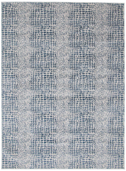 Carpette Kecia bleue/crème 6 pi 7 po x 9 pi 6 po