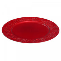 Assiette de présentation de 13 po rouge ornée de houx - ensemble de 6