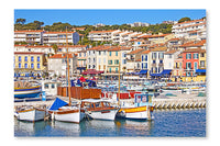  Port Of Cassis, South Of France 24 po x 36 po : Cadre d'art mural et panneau de tissu