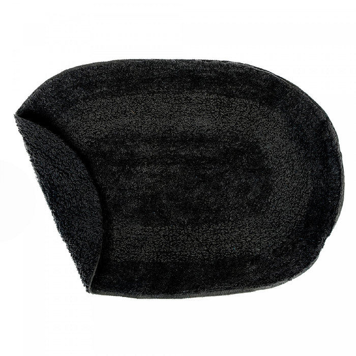 Tapis de salle de bain ovale uni noir réversible 16 x 24 en coton - ensemble de 2