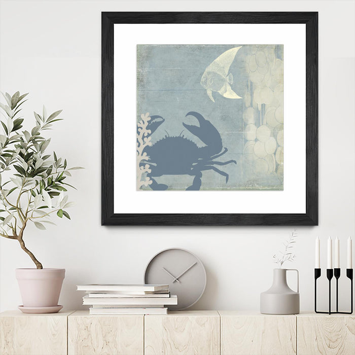 Œuvre d’art murale encadrée noire et mate « Ocean Life Ii » 30 x 30