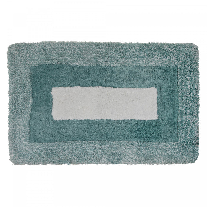 Tapis de salle de bain à bordure en microfibre bleue 20 x 32