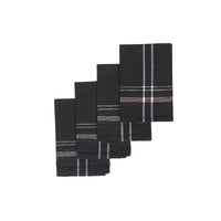 Ensemble de 4 serviettes de table noires à bordure française