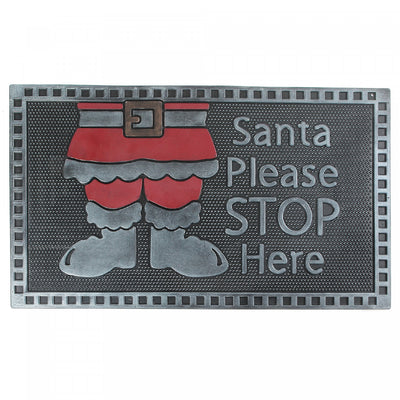 Rubber Santa Please Stop Here Floormat|Tapis de plancher « Santa Please Stop Here » en caoutchouc