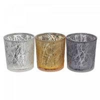Bougeoirs pour bougie chauffe-plats à motif craquelé - ensemble de 3 bougeoirs