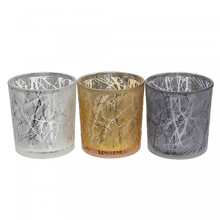 Bougeoirs pour bougie chauffe-plats à motif craquelé - ensemble de 3 bougeoirs