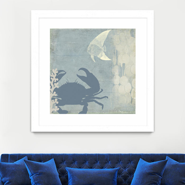 Œuvre d’art murale encadrée blanche et mate « Ocean Life Ii » 36 x 36