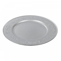 Assiette de présentation argentée ornée de lierre