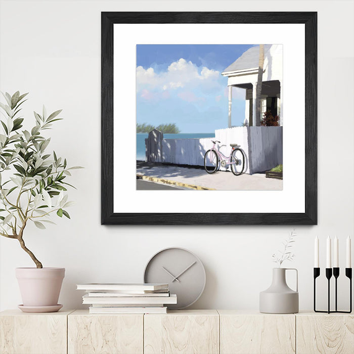Œuvre d’art murale encadrée noire et mate « Key West Cabana Ii » 36 x 36