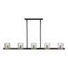 Luminaire pour îlot Salinas noir et laiton à 5 ampoules