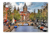 Beautiful Amsterdam Canals 28 po x 42 po : Oeuvre d’art murale en panneau de tissu sans cadre