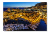 Aerial View on Fontvieille and Monaco Harbor with Luxury Yachts 24 po x 36 po : Oeuvre d’art murale en panneau de tissu sans cadre