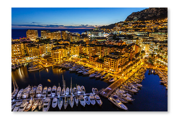 Aerial View on Fontvieille  Monaco Harbor with Luxury Yachts 24x36 Wall Art Fabric Panel Without Frame