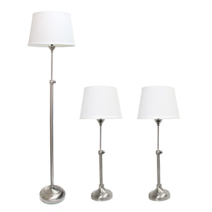 Ensemble 3 lampes réglables (2 lampes de table, 1 lampe à pied) Elegant Designs nickel brossé