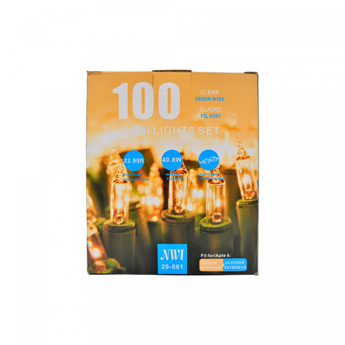 Jeu de 100 petites lumières pour l’intérieur et l’extérieur avec ampoules transparentes - ensemble de 2 jeux de lumières de Noël