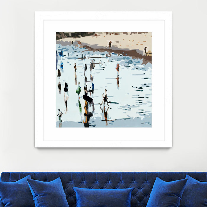 Œuvre d’art murale encadrée blanche et mate « Self Reflection » 30 x 30