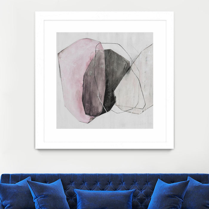 Œuvre d’art murale encadrée blanche et mate « Tickled With Pink » 30 x 30