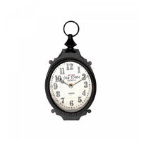 Horloge ovale en métal noir rustique