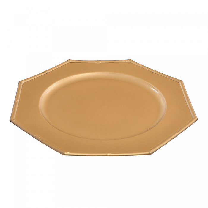 Assiette de présentation octogonale de 13 po dorée - ensemble de 6