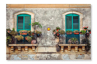 Beautiful Vintage Balcony 28 po x 42 po : Oeuvre d’art murale en panneau de tissu sans cadre