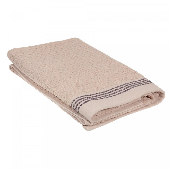 Serviette de bain brodée luxueuse 27 x 50 taupe - ensemble de 2 serviettes