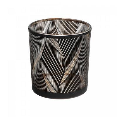 Glass Tealight Holder Waves - Set of 2 Candle Holder|Bougeoir pour bougie chauffe-plats en verre à motif de vagues - ensemble de 2 bougeoirs
