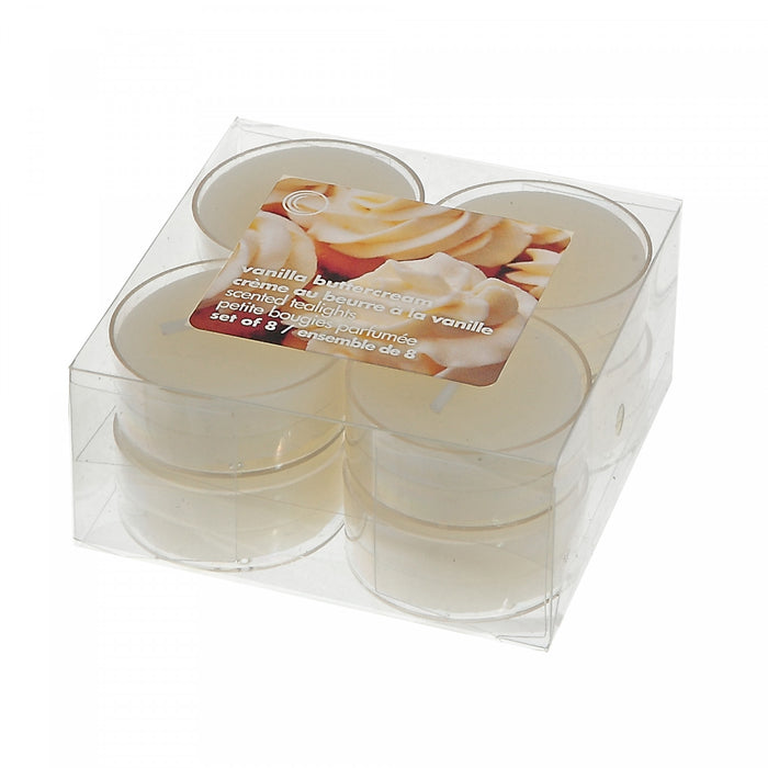 Paquet de 8 bougies chauffe-plats parfumées à arôme de crème au beurre à la vanille - ensemble de 2 paquets de bougies