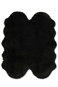 Carpette moelleuse Marcia noire en peau de mouton - 4 pi 0 po x 6 pi 0 po 
