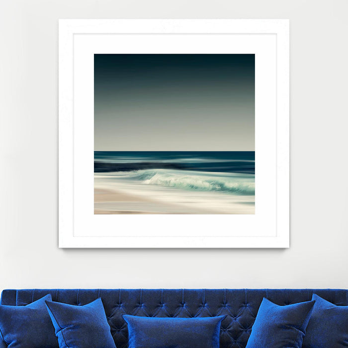 Œuvre d’art murale encadrée blanche et mate « Cristal Surf » 36 x 36