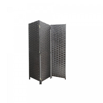 3 Panel Woven Bamboo Screen Chocolate|Paravent chocolat en bambou tissé à 3 panneaux