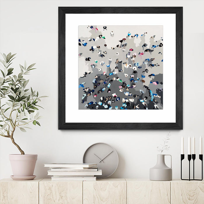 Œuvre d’art murale encadrée noire et mate « Crowd Sourcing » 30 x 30