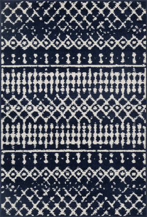 Carpette Lav bleu marine à motifs marocains 5 x 8