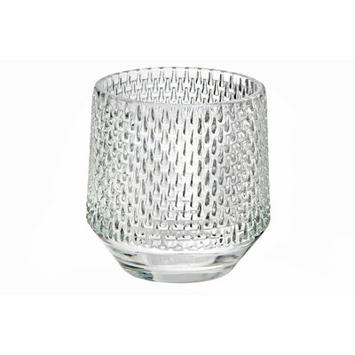 Round Glass Candle Holder Teardrop - Set of 4|Bougeoir rond en verre à motif de gouttes - ensemble de 4