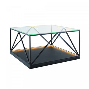 Table à café carrée Tavola avec DEL de 9 W - noire