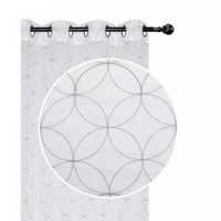 Panneau de rideau transparent en LurexMC brodé de motifs de diamants gris - ensemble de 2