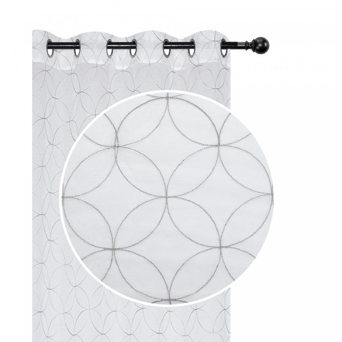 Panneau de rideau transparent en LurexMC brodé de motifs de diamants gris - ensemble de 2